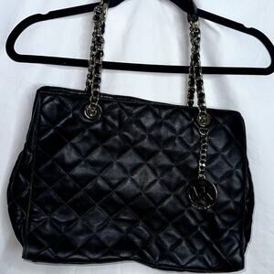 Michael Kors Satchel Susannah Leather Quilted Double Handle Large Black